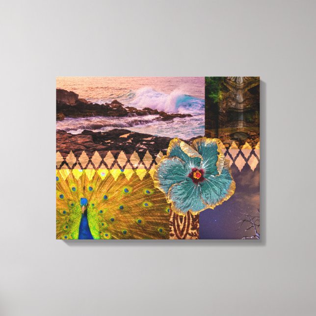 Toile Poipu Sunrise, Kauai Hawaiian Collage (Recto)