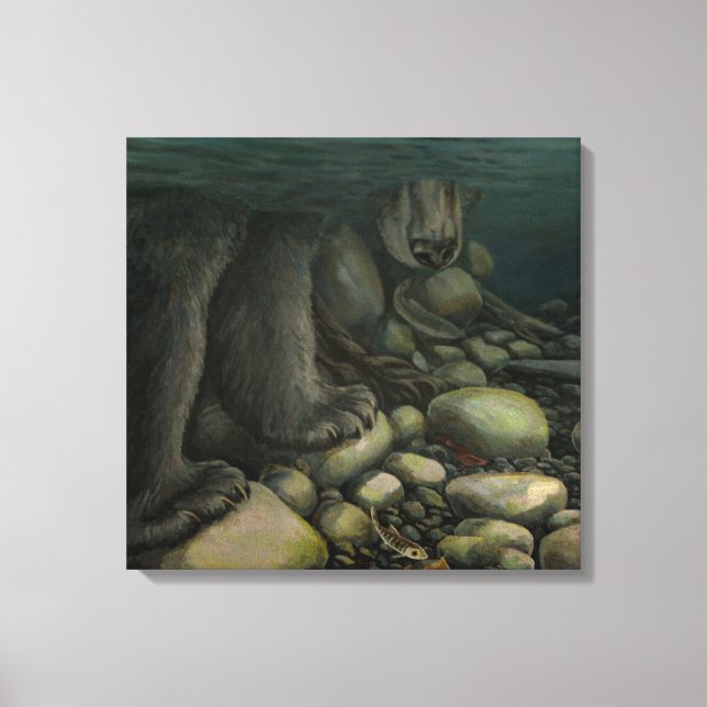Toile Poisson Art Canvas Pêche Ours Canvas Imprimer (Recto)