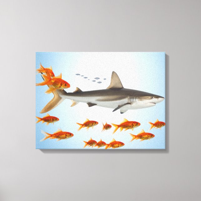 Toile Poisson Doré et Requin (Recto)