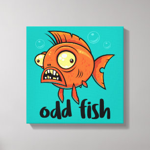 Toile Poisson Étrange Dessin Animé Orange Drôle Poisson 