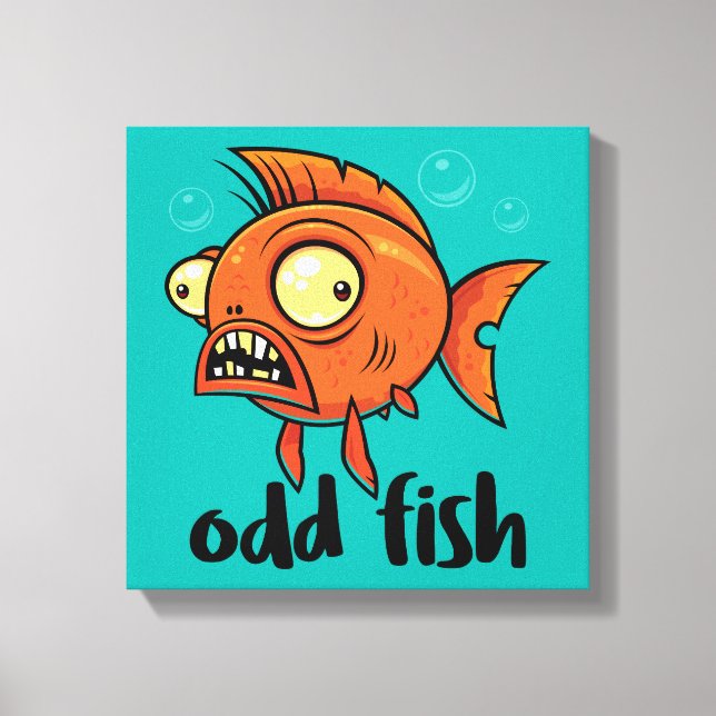 Toile Poisson Étrange Dessin Animé Orange Drôle Poisson  (Recto)