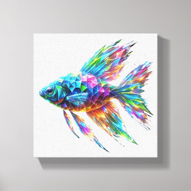 Toile Poisson géométrique à lumière de prisme (Recto)