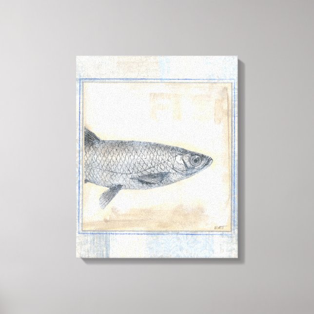 Toile Poisson gris sur Arrière - plan beige (Recto)