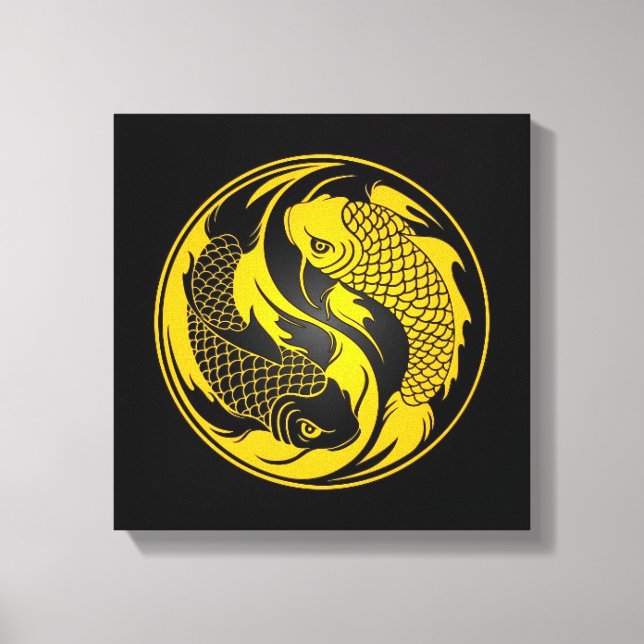 Toile Poisson jaune et noir Yin Yang Koi (Recto)