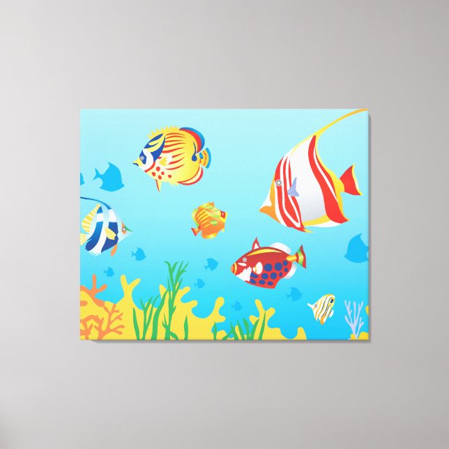 Toile Poisson tropical Aquarium 3 Panel art (Recto)
