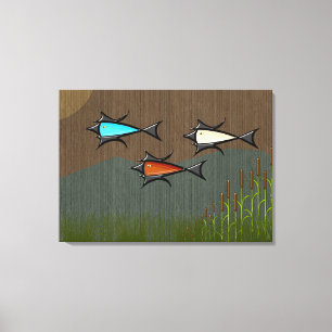 Toile Poisson volant à l'ère atomique, Cattails sur Raff