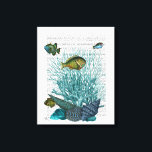 Toile Poissons, coquillages bleus et coraux<br><div class="desc">Poissons,  coquilles bleues et coraux par Fab Funky. Vie marine avec une page de livre pour un arrière - plan.|190021D</div>