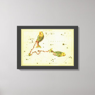 Toile Poissons, miroir de la constellation Vintage de l'
