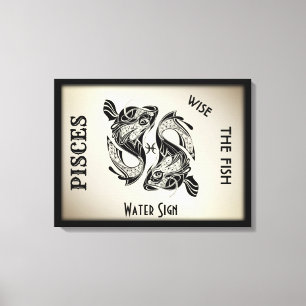 Toile Poissons Zodiac Signe et Symbole Enveloppé Canvas