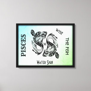 Toile Poissons Zodiac Signe et Symbole Enveloppé Canvas