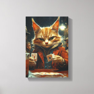 Toile Poker Cat in the Underground - Mysterious Feline