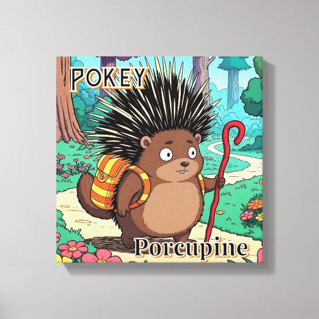 Toile Pokey Porcupine  | Joli Art pour la Nurserie des E (Recto)