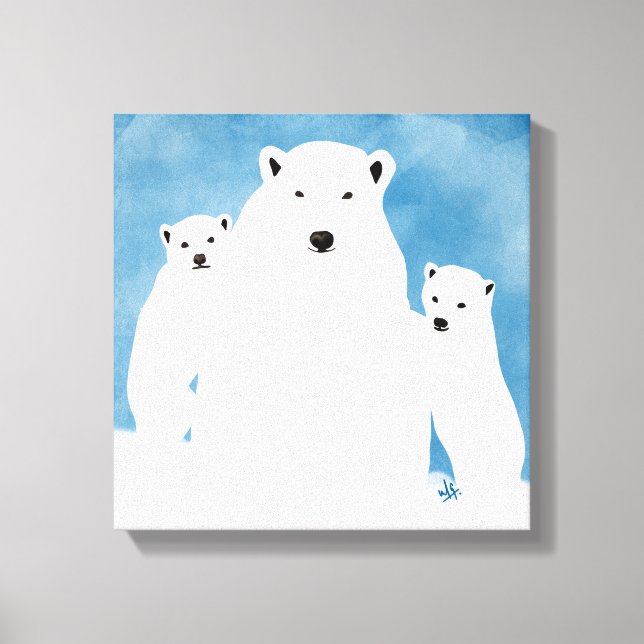 Toile Polar Bear Maman Avec Des Cubs (Recto)
