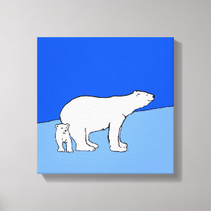 Toile Polar Bear Mom and Cub Peinture - Wildlife Art