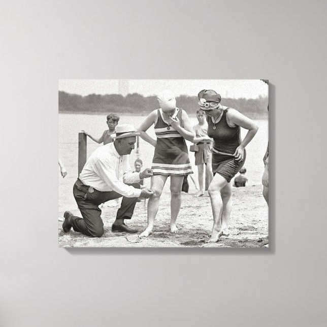 Toile Police de la Plage, 1922. Photo ancienne (Recto)