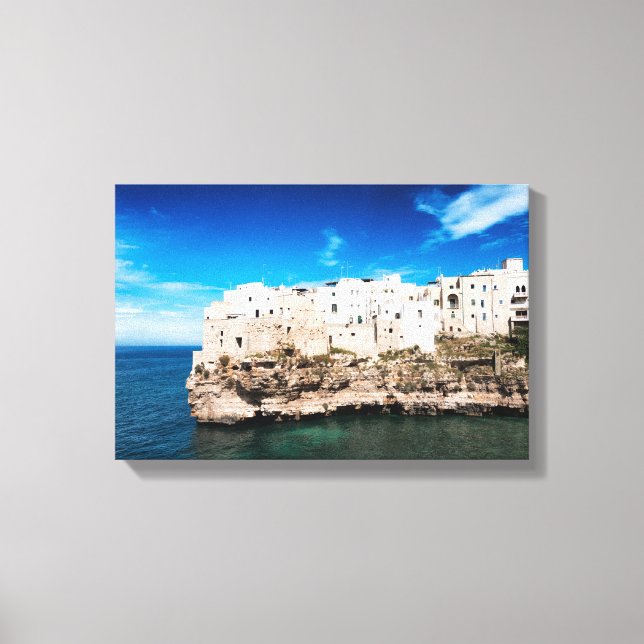 Toile Polignano a Mare maisons sur une falaise dans les  (Recto)