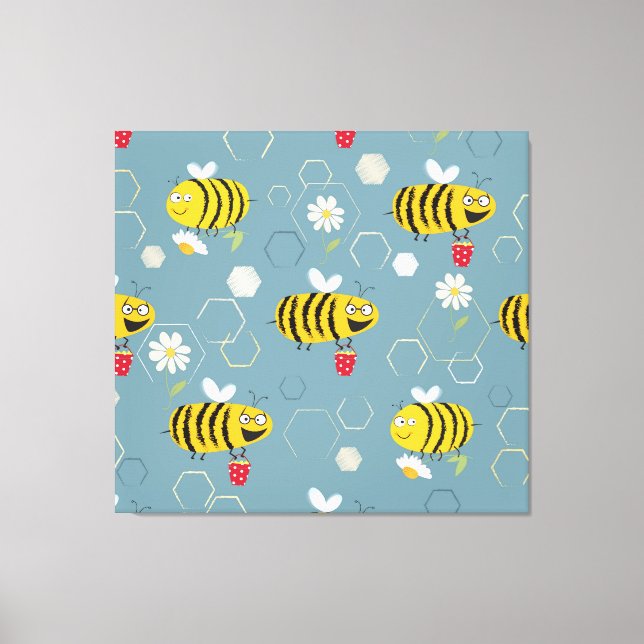 Toile Pollinant Les Abeilles, Flower Garden Scene. (Recto)