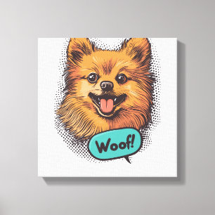 Toile Pomeranian Pop Art � Chien de Bande Dessinée Rétro