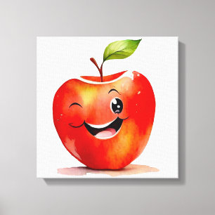 Toile Pomme dessinée à la main Emoji -toile étirée Impre