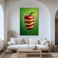 Pomme rouge flottante avec éclaboussures d'eau Art