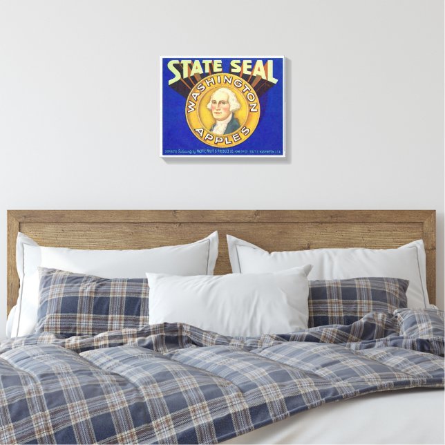 Toile Pommes de Washington Vintage State Seal Seattle Fr (Insitu(Chambre))