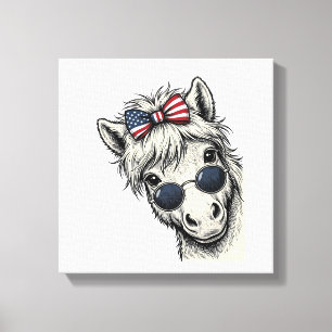 Toile Poney Patriotique Avec Lunettes De Soleil Dessin V