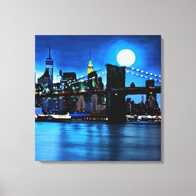 Toile Pont Brooklyn sous une Pleine lune (Recto)