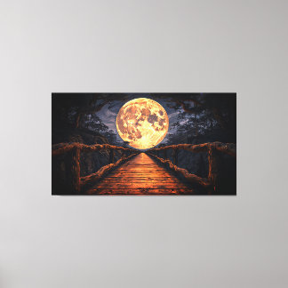 Toile Pont Clair de Lune Mystique sur la Rivière - Ultra