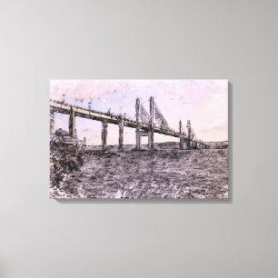 Toile Pont de Kessock Inverness Aquarelle artistique