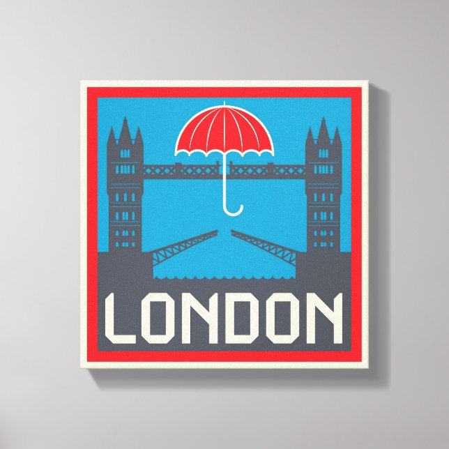 Toile Pont de Londres avec parapluie (Recto)