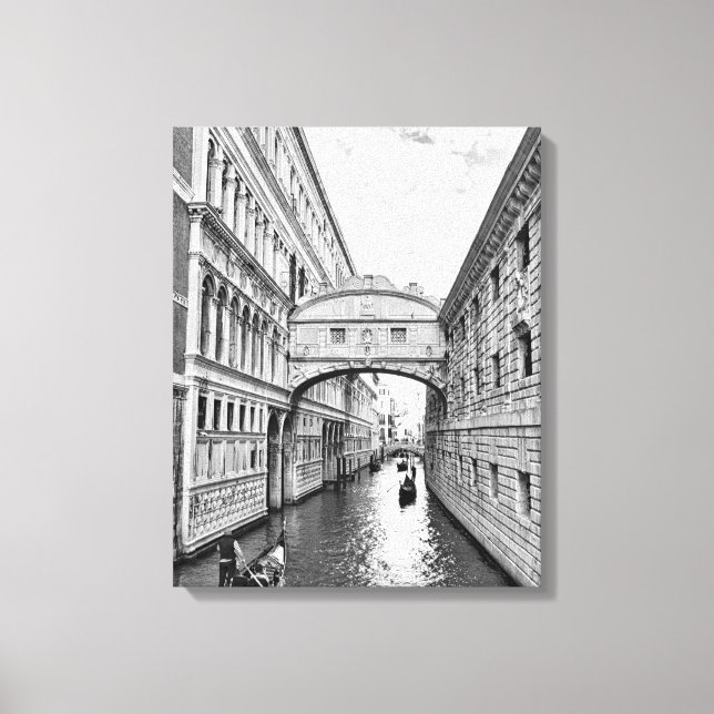 Toile Pont de Venise noir et blanc avec gondolier (Recto)
