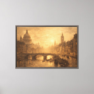 Toile Pont de ville européenne vintage