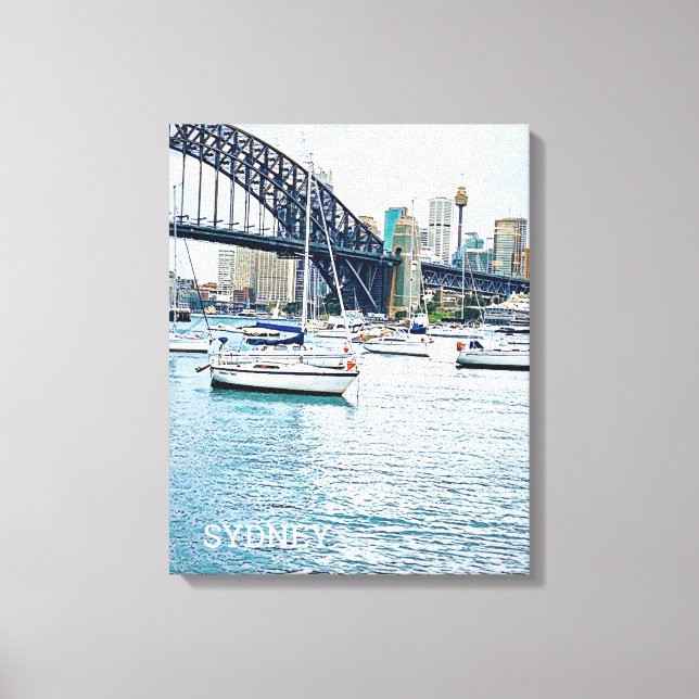 Toile Pont du port de Sydney avec yachts (Recto)