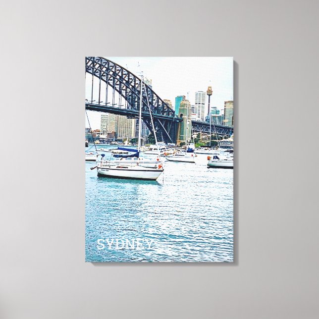Toile Pont du port de Sydney avec yachts (Recto)