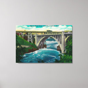 Toile Pont et automnes en rue de Monroe sur la rivière