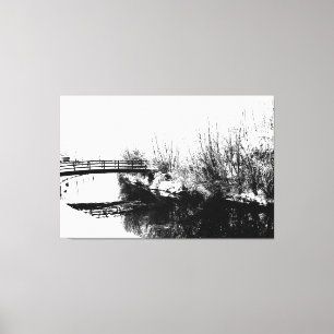 Toile Pont et cours d'eau hiver 60x40 (150x100cm) waccn