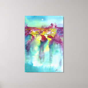 Toile PONTE VECCHIO Florence par aquarelle de nuit