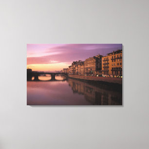Toile Ponts sur l'Arno au coucher du soleil,