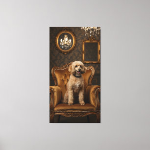 Toile Poodle bien préparé assis sur un velours vintage