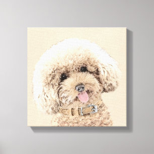 Toile Poodle Miniature Toy Apricot Crème Chien Brown Art