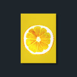 Toile Pop art agrumes citron jaune original<br><div class="desc">Une jolie tranche colorée et vibrante d'un tableau original de l'artiste Sacha Grossel. Ce grand agrumes de style pop art est jaune et très lumineux et coloré contre un arrière - plan de couleur canari. Excentrique et original.</div>