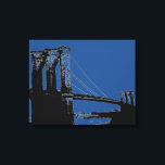 Toile Pop Art Black & Blue Brooklyn Bridge<br><div class="desc">Manhattan Cityscape,  gratte-ciels et bâtiments</div>