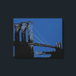 Toile Pop Art Black & Blue Brooklyn Bridge<br><div class="desc">Manhattan Cityscape,  gratte-ciels et bâtiments</div>