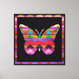 Toile Pop Art Butterfly Chevron Motif sur bois