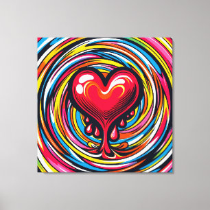 Toile Pop Art coloré 'Melting Heart'