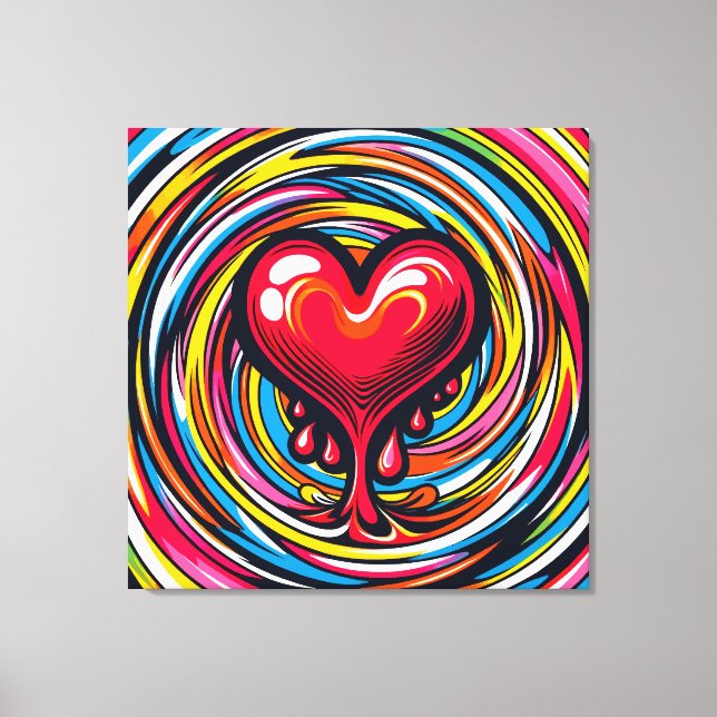 Toile Pop Art coloré 'Melting Heart' (Recto)