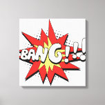 Toile Pop Art Comic Bang !<br><div class="desc">Ce style de bande dessinée rétro Bang! est parfait pour tout collectionneur de super héros ou fan boy. Les graphismes brillants ont des lignes dures et des couleurs audacieuses.</div>