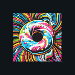 Toile Pop Art Donut<br><div class="desc">Donut pop art coloré sur Arrière - plan Whirlpool</div>
