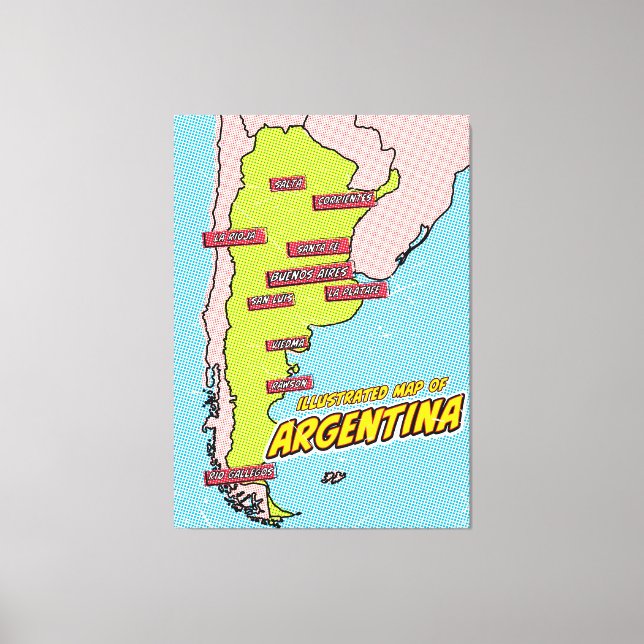 Toile Pop Art Illustré Argentine (Recto)