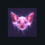 Toile Pop Art Lykoi Werewolf Chat<br><div class="desc">Une peinture numérique texturale d'une tête de chat Lykoi avec des rayures, des éclaboussures, et goutte sur un arrière - plan texturé rugueux.</div>